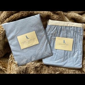 Chambray Crib Fitted Sheet & Gingham Percale Crib Bedskirt